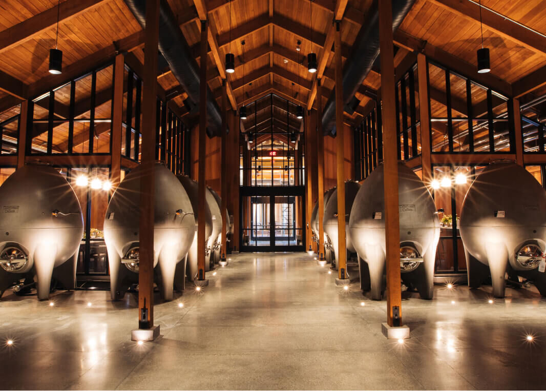 3/4: Cakebread Cellars Production Egg Fermentation Room