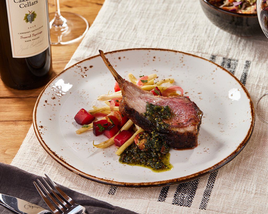 Rack of Lamb with Pistachio-Mint Pesto